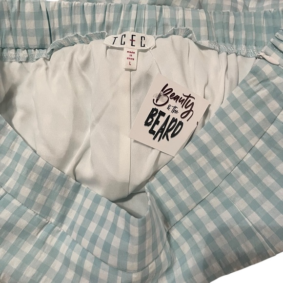 TCEC Blue Gingham & Pink Ric Rac Short Set - Size Large - Picture 10 of 14